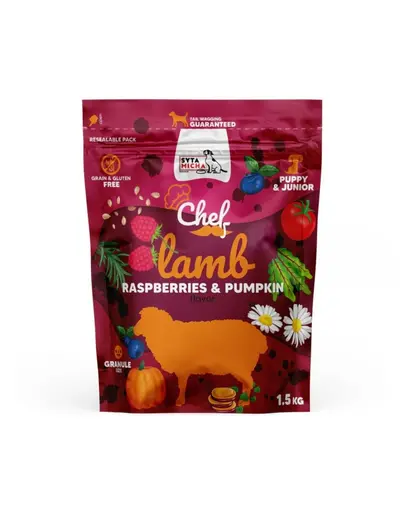SYTA MICHA Chef Junior cu miel, zmeura si dovleac 1,5 kg hrana uscata pentru catei