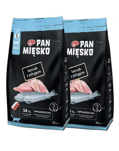 PAN MIESKO Hrana uscata pentru pisici pui cu pastrav S 2x1,6 kg