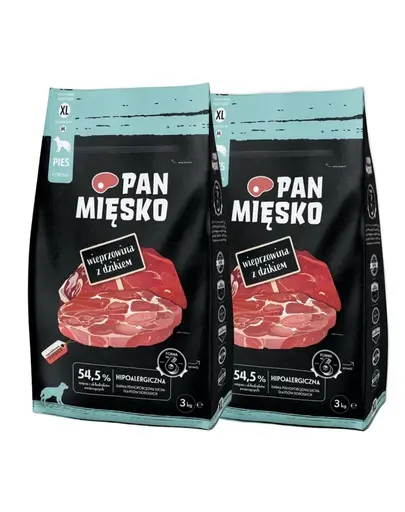PAN MIESKO Carne de porc cu mistret pentru caini XL 2x3 kg