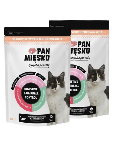 Pan Miesko Hrana uscata pentru pisici cu nevoi speciale, Digestive & Hairball Control 2x800 g