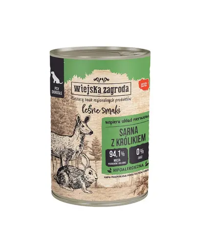 WIEJSKA ZAGRODA Forest Flavours Cerb cu iepure 400 g hrana umeda pentru caini adulti