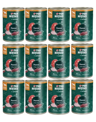 PAN MIESKO Hrana umeda caini adulti, pate rata hipoalergenica cu ierburi 12x400 g
