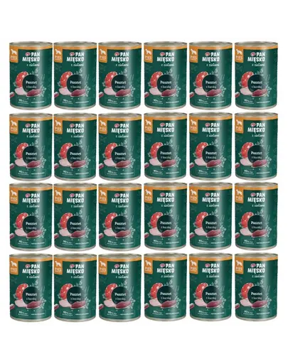 PAN MIESKO Hrana umeda hipoalergenica cu ierburi pentru caini adulti, pate rata 24x400g