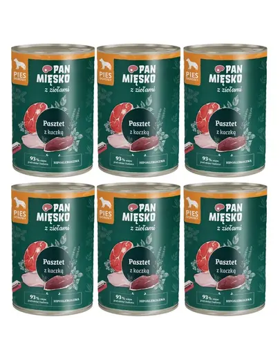 Hrana umeda caini adulti PAN MIESKO pate rata 400g hipoalergenica cu ierburi 6x400 g