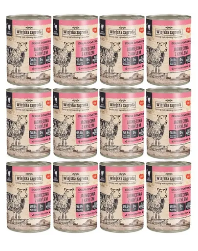 WIEJSKA ZAGRODA Conserva hrana pisici, cu miel si krill 12x400g