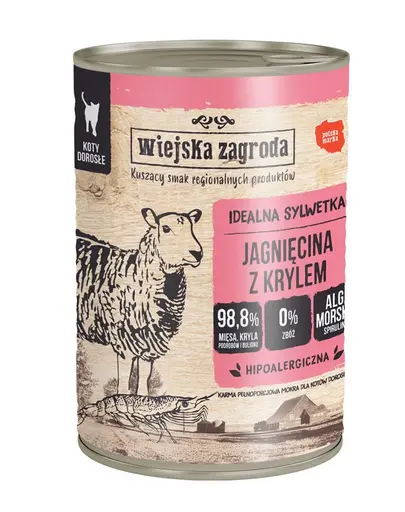 WIEJSKA ZAGRODA Mix de arome Miel cu krill, Pui cu rata si Curcan cu somon hrana umeda pentru pisici 12 x 400 g