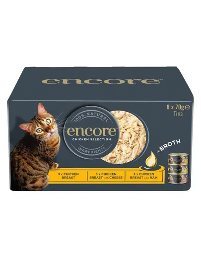 ENCORE Cat Chicken Selection in Broth mix arome pui in bulion 8×70 g