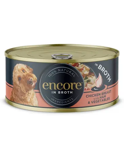 ENCORE Dog Chicken Breast with Ham and Vegetables in Broth piept de pui cu sunca si legume in bulion 156 g
