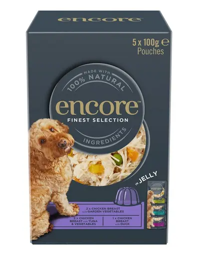 ENCORE Dog Finest Selection in Jelly mix arome cu pui in jeleu 5×100 g