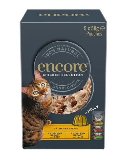 ENCORE Cat Chicken Selection in Jelly mix arome pui in jeleu 5×50 g