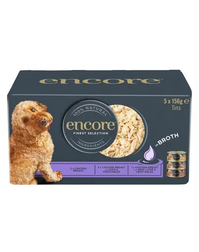 ENCORE Dog Finest Selection in Broth mix arome cu pui in bulion 5×156 g