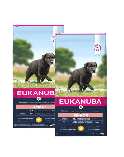 EUKANUBA Caring Senior Large Breed Hrana uscata pentru caini senior de talie mare, bogata in pui 30 kg (2 x 15kg)
