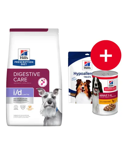 HILL'S Prescription Diet Digestive Care i/d ActivBiome Canine Low Fat pui 12 kg + recompense GRATIS