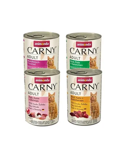 ANIMONDA Carny Adult mix conserve pisici 4 x 400 g cocktail carne, curcan, inimi rata, creveti