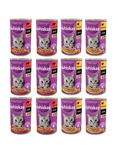 Whiskas Adult Mix 12x400 g hrana umeda pisici pui si vita in sos