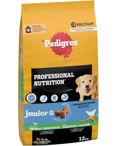 PEDIGREE Professional Nutrition Junior cu pui si legume 12 kg hrana catei rase medii si mari