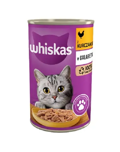 WHISKAS Adult conserva 400 g - hrana umeda completa pentru pisici adulte, bucati de pui in jeleu