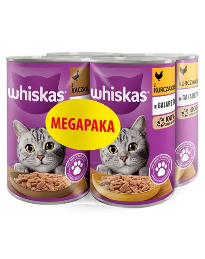 WHISKAS Adult Megapack Mix pui si rata in aspic 4x400 g hrana umeda pisici adulte