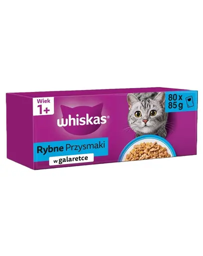 WHISKAS Adult pachet 80x85g mix arome peste pentru pisici, in jeleu