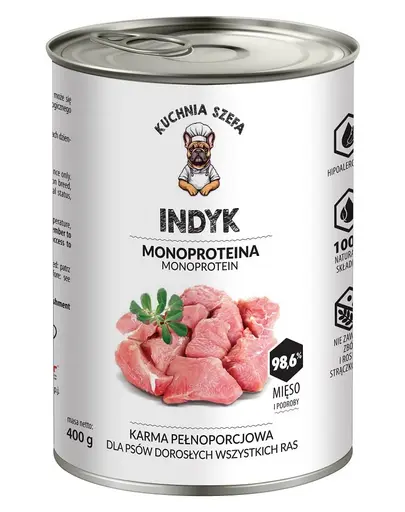 KUCHNIA SZEFA conserva curcan pentru caini, monoproteina 400 g