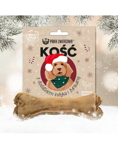 PAKA ZWIERZAKA Os de Craciun pentru caini cu curcan si merisoare M,12 cm, 55 g