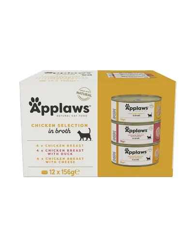 APPLAWS Applaws Cat Tin 12x156g Conserva hrana umeda pisici, Selectie pui in supa
