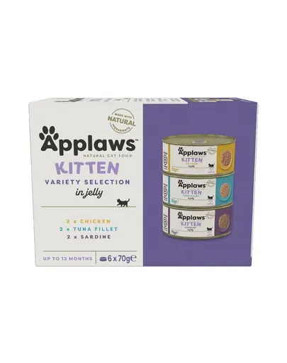 APPLAWS Applaws Cat Tin Multipack Kitten Selection Hrana umeda pentru pisci adulte, cu peste si pui 6 x 70 g