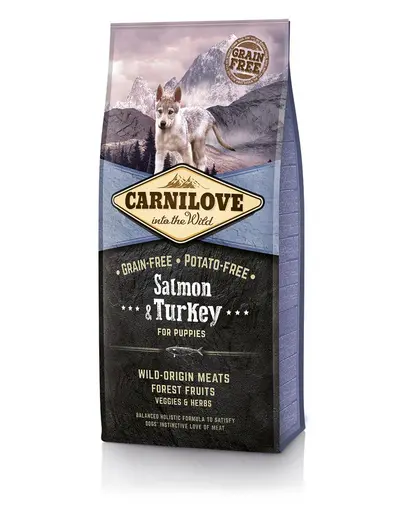 CARNILOVE Puppy Salmon&Turkey Hrana uscata pentru catei de toate rasele, cu somon si curcan 4 kg