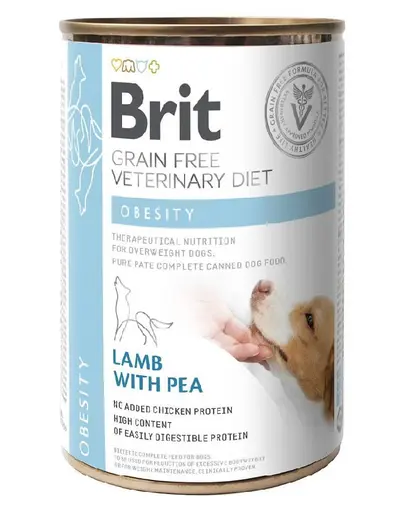 BRIT Veterinary Diet Obesity Lamb&Pea hrana umeda caini obezi 400 g