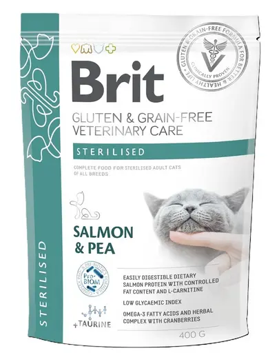 BRIT Grain Free Veterinary Care Cat Sterilised somon si mazare 400 g