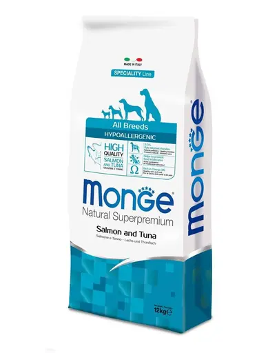 MONGE Hypoallergenic somon si ton hrana pentru caini 12kg