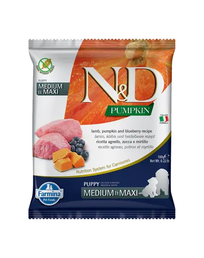 FARMINA N&D Pumpkin Lamb&Blueberry Puppy Medium&Maxi 100g