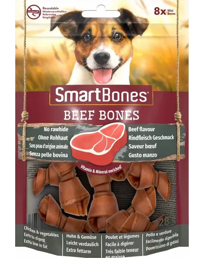 SmartBones Beef Mini recompense pentru Caini de talie mica, carne de vita 8 buc.