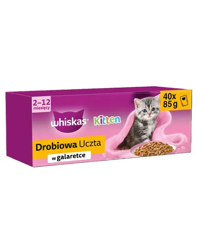 WHISKAS Junior Deliciu de Pasare 40x85g hrana umeda cu pui, rata, pasare si curcan in jeleu pentru pisoi