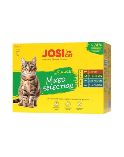 JOSERA JosiCat Multipack Mixed Selection in Sauce 12x85 g mix arome carne si peste in sos pentru pisici