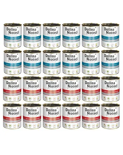 DOLINA NOTECI Mix vita si pastrav hrana caini Premium 24x800g