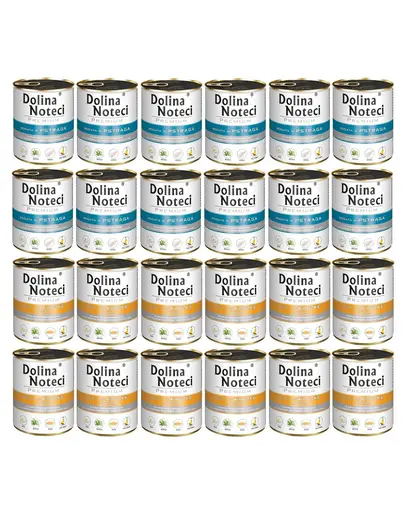 DOLINA NOTECI Mix pastrav si rata pentru caini Premium 24x800g