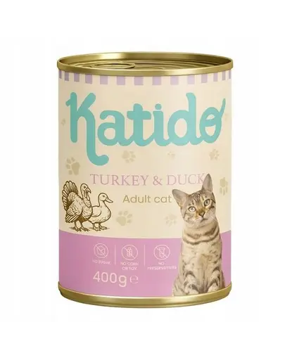 KATIDO Adult Cat Turkey and Duck 400 g curcan si rata cu ulei de somon hrana pentru pisici
