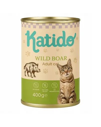 KATIDO Adult Cat Wild Boar 400 g hrana pisica, cu mistret si ulei somon