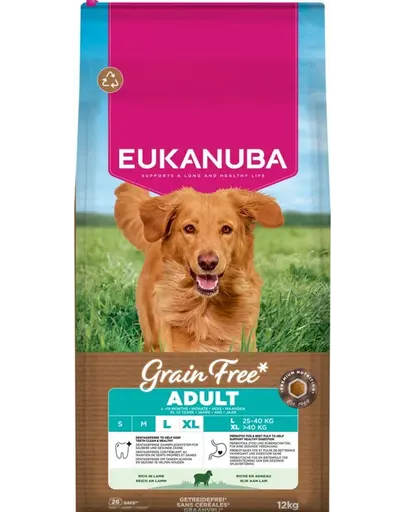 EUKANUBA Grain Free Adult Large Lamb Hrana fara cereale pentru caini de talie mare cu carne de miel 12 kg