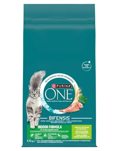 PURINA ONE Bifensis Indoor Formula 9,75 kg curcan si grau, hrana pisici de interior