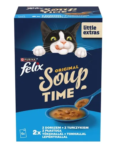 FELIX Original Soup hrana complementara pisici supa peste 6x48 g