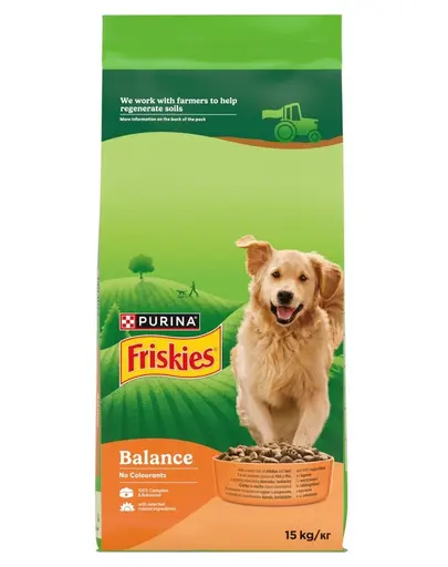 FRISKIES Balance hrana uscata caini pui, vita si legume 15 kg