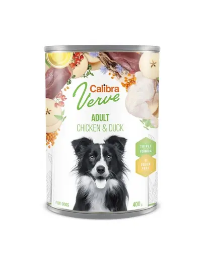 Calibra Dog Verve GF Adult Chicken & Duck hrana umeda fara cereale cu pui si rata pentru caini adulti 400 g