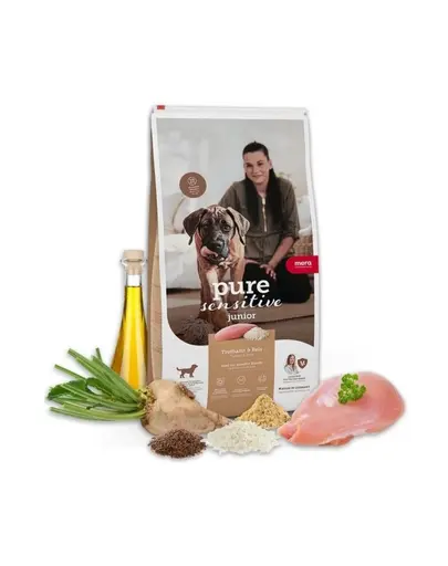 Hrana catei sensibili MERA Pure Sensitive Junior 4 kg curcan & orez digestie usoara si crestere sanatoasa