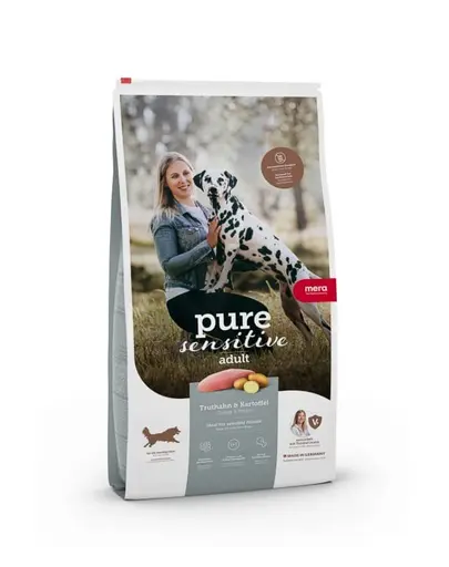 Hrana uscata caini sensibili MERA Pure Sensitive Adult 12,5 kg curcan cartofi