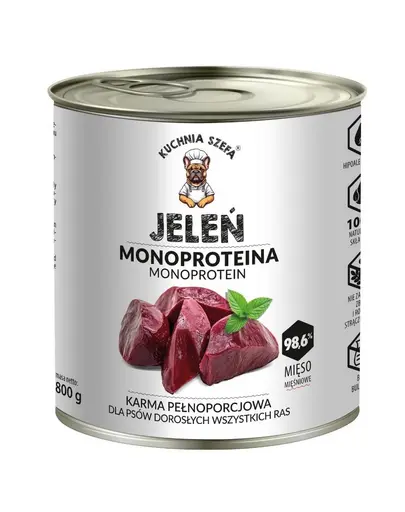 KUCHNIA SZEFA Monoproteina cerb 800g hrana umeda caini
