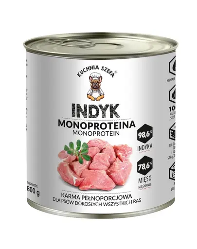 KUCHNIA SZEFA Monoproteina curcan 800g hrana caini