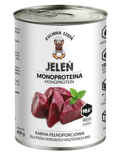 KUCHNIA SZEFA Monoproteina cerb 400g hrana umeda caini