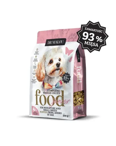 DR MALOU Puppies Hrana liofilizata rata cu lapte de capra si galbenus 500 g hrana uscata pentru catei